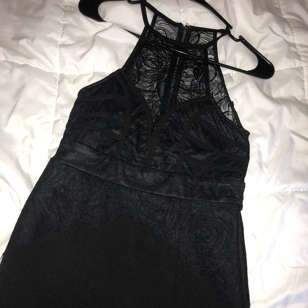 Little black dress with lace top